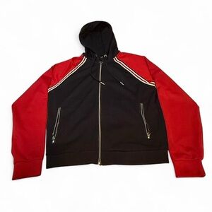 Armani Exchange Red and Black Zip-Up Hoodie